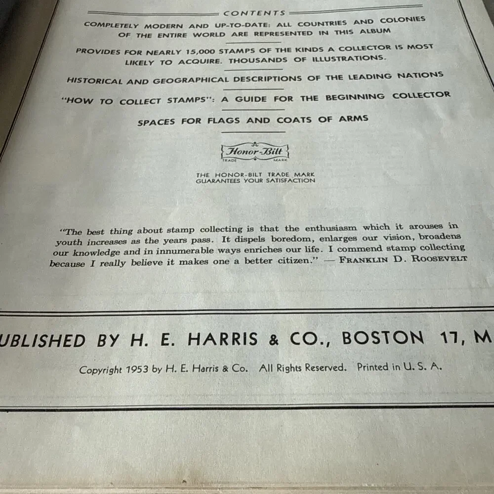 1953 H. E. Harris Stamp Ambassador World Stamp Album